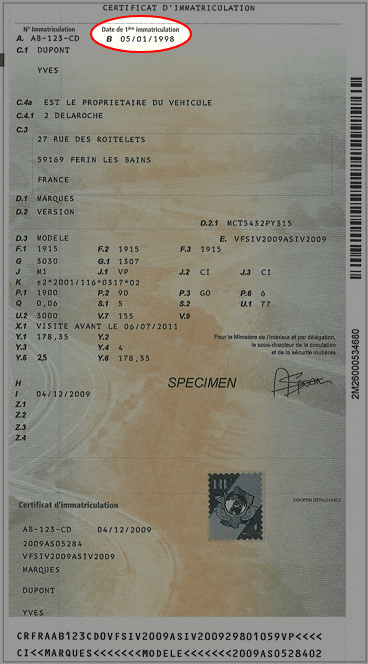 Exemple de carte grise