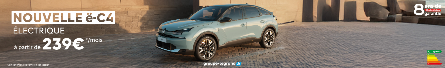 Bannière desktop Citroën ë-C4 à partir 239€/mois