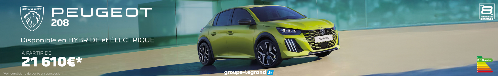 Bannière desktop Peugeot 208 à partir de 21 610€