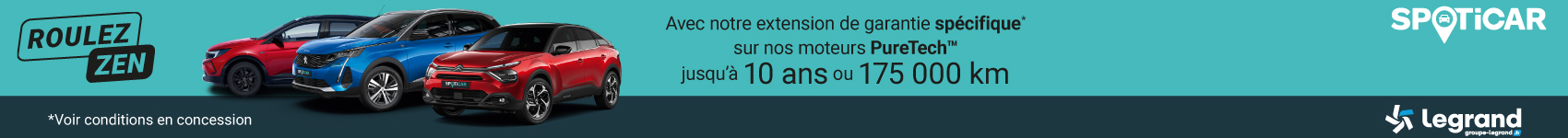 Bannière vertical Roulez Zen avec notre extension de garantie Spoticar sur nos moteurs PureTech™