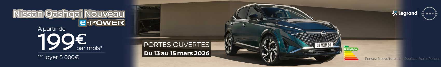 Bannière desktop Portes Ouvertes Nissan – Mars 2026