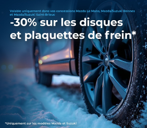 Bannière mobile -30% sur les disques et plaquettes de freins